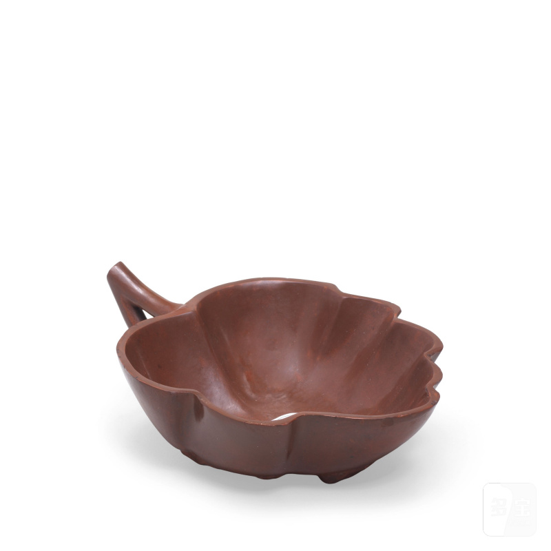 A rare Bottger stoneware leaf-shaped dish or cup, circa 1710-12